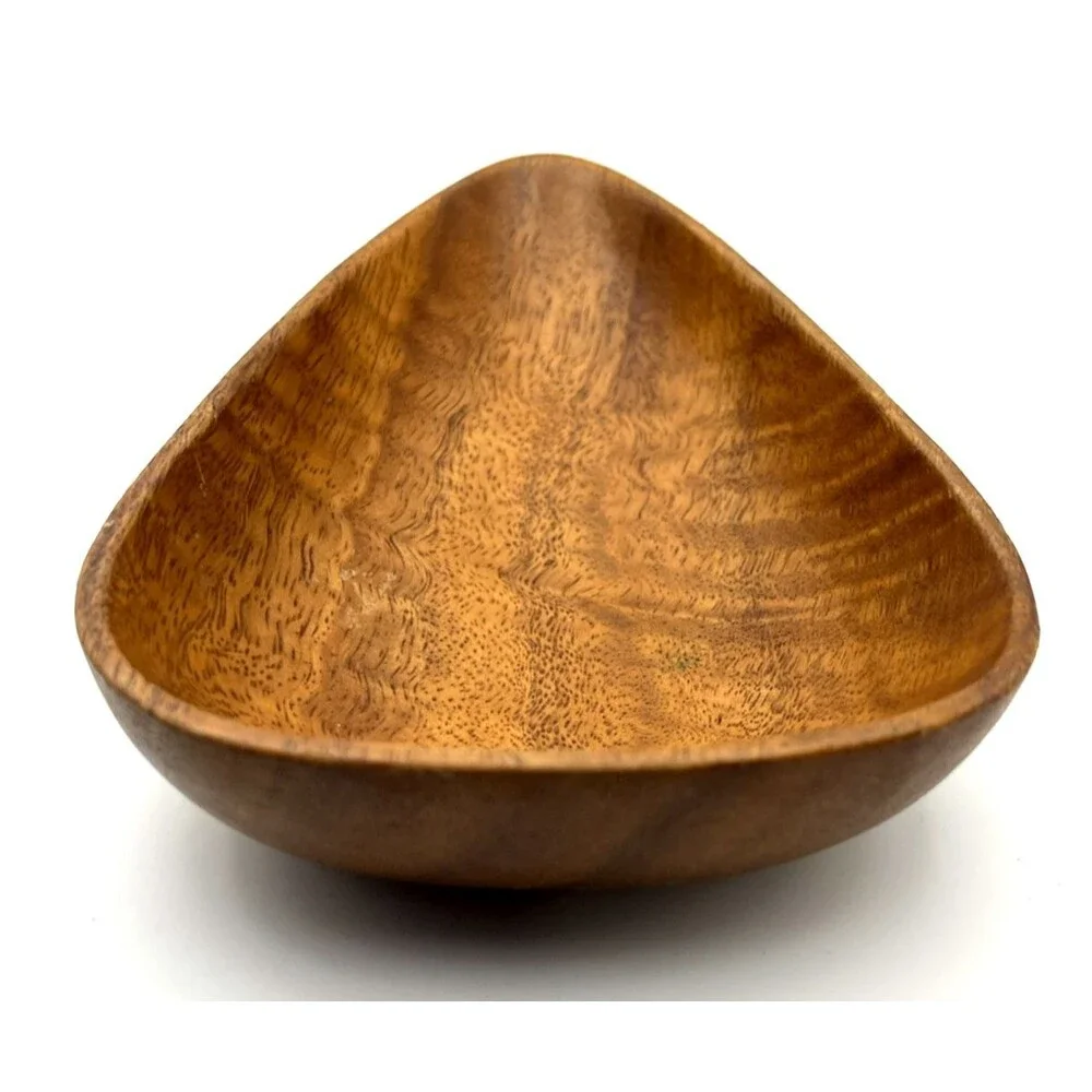 Vintage Carved Wood Bowl Teardrop Organic Modernist Minimalist Trinket Dish 6